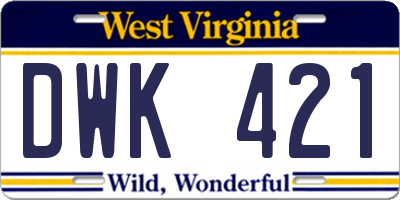 WV license plate DWK421