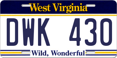 WV license plate DWK430