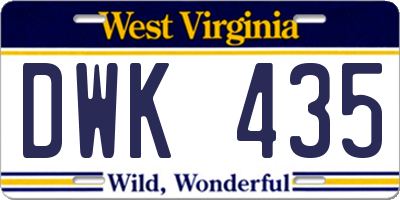 WV license plate DWK435