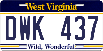 WV license plate DWK437