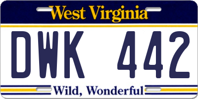 WV license plate DWK442