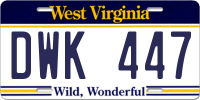 WV license plate DWK447