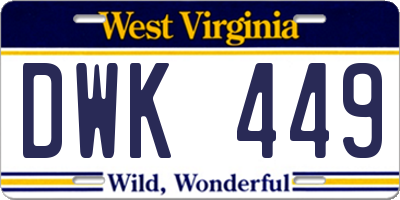 WV license plate DWK449