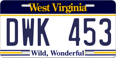WV license plate DWK453