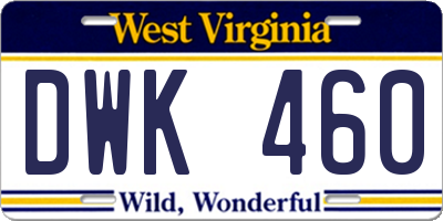 WV license plate DWK460