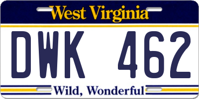 WV license plate DWK462