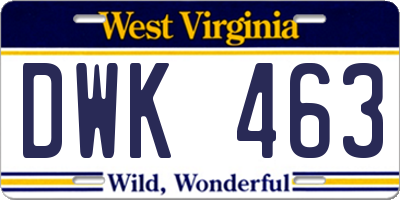 WV license plate DWK463