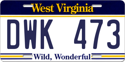 WV license plate DWK473