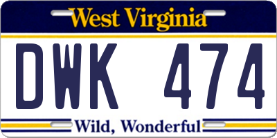 WV license plate DWK474