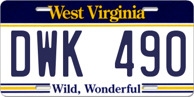 WV license plate DWK490