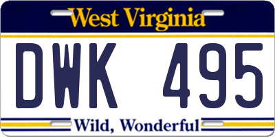 WV license plate DWK495
