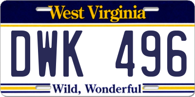 WV license plate DWK496