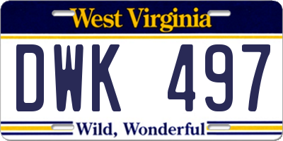 WV license plate DWK497