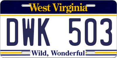 WV license plate DWK503