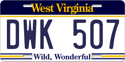WV license plate DWK507