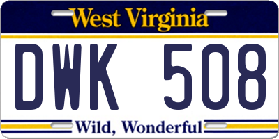 WV license plate DWK508