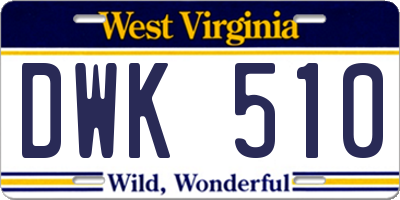 WV license plate DWK510