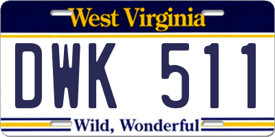 WV license plate DWK511