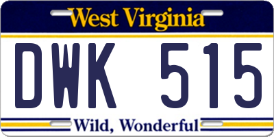 WV license plate DWK515