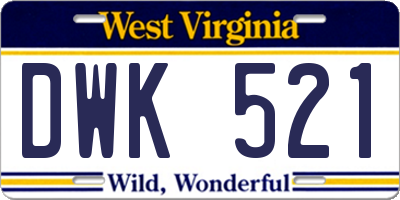WV license plate DWK521