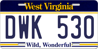 WV license plate DWK530