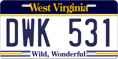 WV license plate DWK531