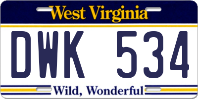WV license plate DWK534
