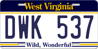 WV license plate DWK537