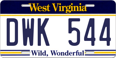 WV license plate DWK544