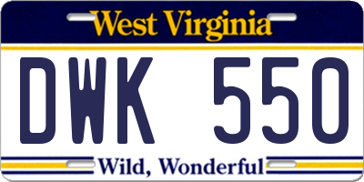 WV license plate DWK550