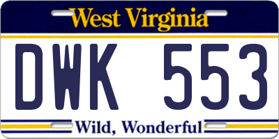 WV license plate DWK553