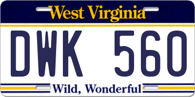 WV license plate DWK560