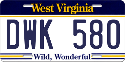 WV license plate DWK580