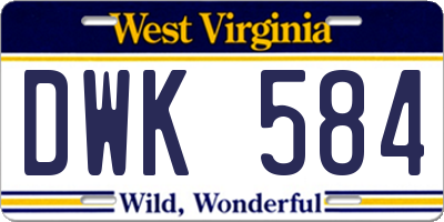 WV license plate DWK584