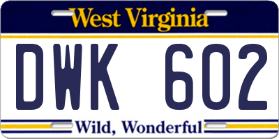 WV license plate DWK602