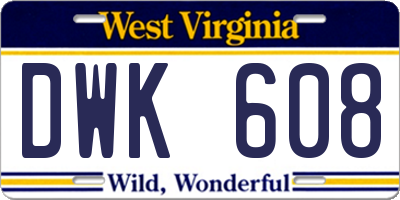 WV license plate DWK608