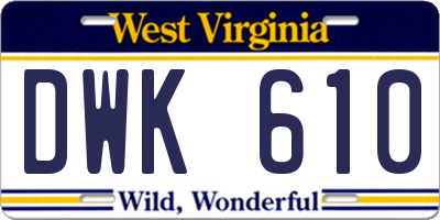 WV license plate DWK610