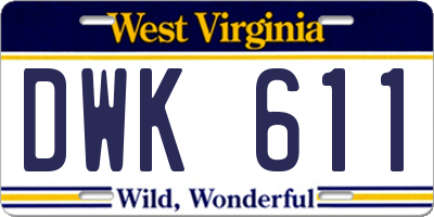 WV license plate DWK611