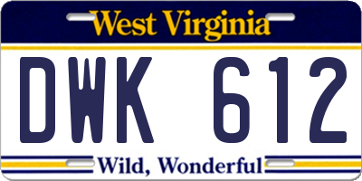 WV license plate DWK612