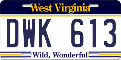 WV license plate DWK613