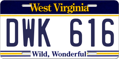 WV license plate DWK616