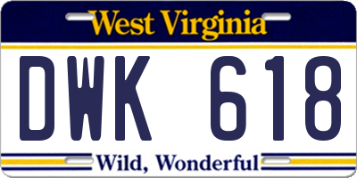 WV license plate DWK618