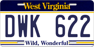 WV license plate DWK622
