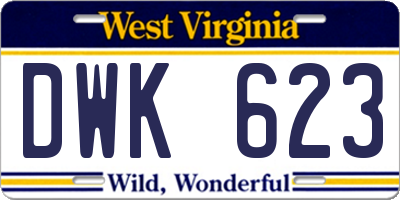 WV license plate DWK623