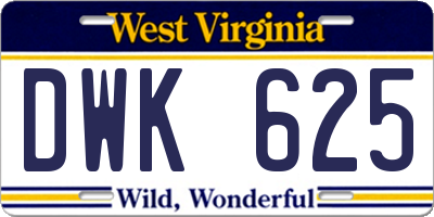 WV license plate DWK625