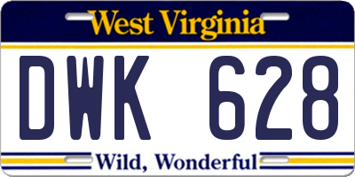 WV license plate DWK628