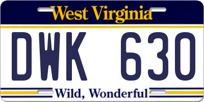 WV license plate DWK630