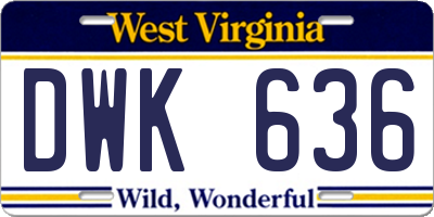 WV license plate DWK636