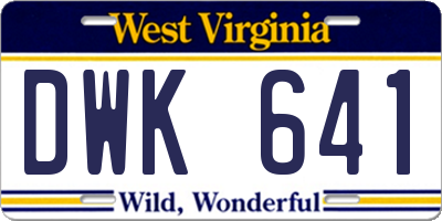 WV license plate DWK641