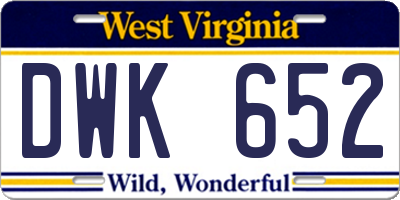 WV license plate DWK652